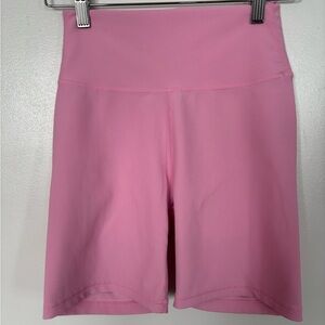 Wiki The Label Pink Ribbed High Waisted Biker Shorts